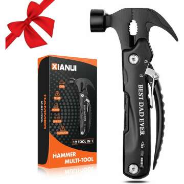 Gifts for Dad, 12 in 1 Multitool Hammer BEST DAD EVER, Dad Gifts from Daughter Son Wife, Unique Birthday Gifts Ideas, Christmas Stocking Stuffers for Dad Who Wants Nothing