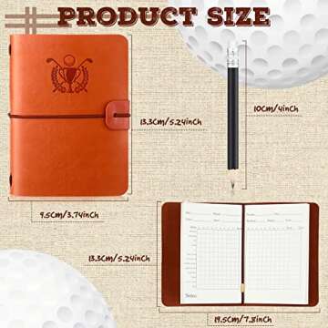 Yexiya Golf Scorecard Book with Golf Pencil Leather Golf Journal Golf Notebook Golf Log Book Pocket Golf Score Book Golf Gifts for Men Golfers, Sports and Outdoor Golf Club Accessories(Light Brown)