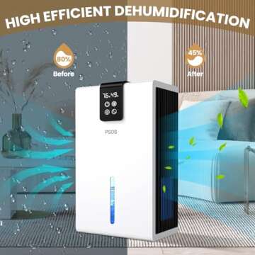 Dehumidifier, 120 OZ Dehumidifiers for Room for Home,(1000 sq.ft) Dehumidifiers for Bedroom, Dehumidifiers for Basement Bathroom with Humidity monitoring, Auto Shut Off, 7 Colors LED Light