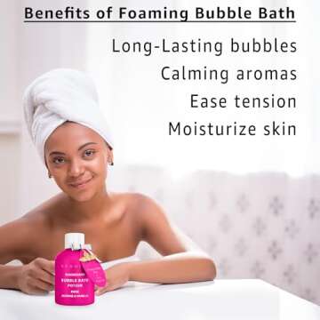 Magnesium Bubble Bath Rose Jasmine Vanilla - Luxury Long Lasting Bubble Bath for Sore Muscles - Epsom Salt Moisturizing Relaxing Stress Relief - Spa Self Care Spa Gift for Women Birthday Christmas