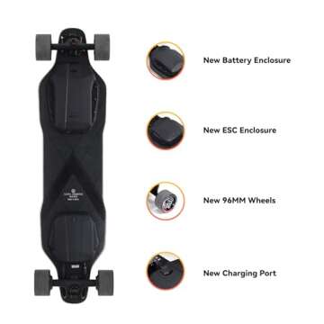 Backfire G2 Black Electric Longboard Skateboard with Protective Gear, Suitable for Adults & Teens Beginners, 5.2Ah/187Wh Battery, 11 to 12.5 Miles Range, 24 mph top Speed, 180 Days Warranty