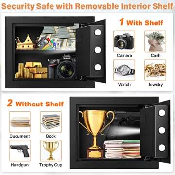 1.2 Cubic Home Safe Fireproof Waterproof with Fireproof Bag, Anti-Theft Fireproof Safe with Removable Shelf, Security Safe Box for Pistol Money Medicine Important Documents