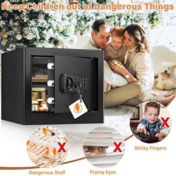 1.2 Cubic Home Safe Fireproof Waterproof with Fireproof Bag, Anti-Theft Fireproof Safe with Removable Shelf, Security Safe Box for Pistol Money Medicine Important Documents