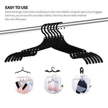 12 PCS Travel Hangers Cruise Ship Essentials Portable Folding Clothes Hangers Travel Accessories Foldable Clothes Drying Rack (Black)