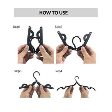 12 PCS Travel Hangers Cruise Ship Essentials Portable Folding Clothes Hangers Travel Accessories Foldable Clothes Drying Rack (Black)