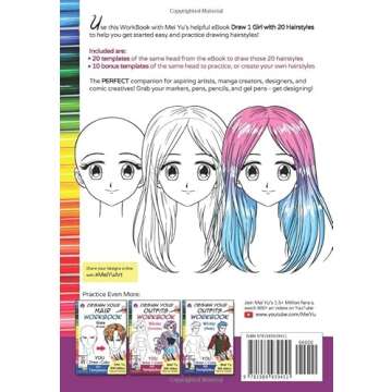 Design Your Hair WorkBook: Female (Front): Anime Manga Face Art Templates to Draw Pretty Hairstyles for Girls - Drawing WorkBook for Beginners, ... Teens, and Adults (Design Your Own WorkBooks)