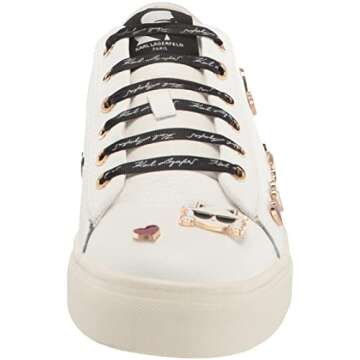 Karl Lagerfeld Paris Cate Shoes – Sneakers for Women with Iconic KLP Pins, Bright White, 8