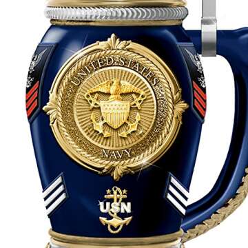 The Bradford Exchange United States Navy Values Heirloom Porcelain Stein