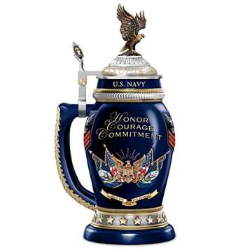 The Bradford Exchange United States Navy Values Heirloom Porcelain Stein