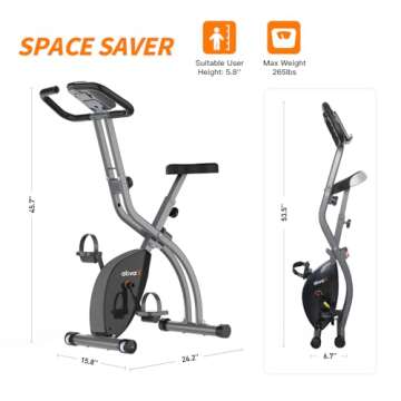 ATIVAFIT Folding Exercise Bike Foldable Fitness Indoor Stationary Bike Magnetic 3 in 1 Upright Recumbent Exercise Bike for Home Workout (Grey)