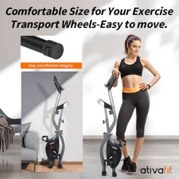 ATIVAFIT Folding Exercise Bike Foldable Fitness Indoor Stationary Bike Magnetic 3 in 1 Upright Recumbent Exercise Bike for Home Workout (Grey)