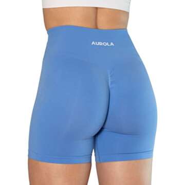 AUROLA Intensify Workout Shorts for Women Seamless Scrunch Short Gym Yoga Running Sport Active Exercise Fitness Shorts(L,Lavender Lustre)