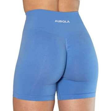 AUROLA Intensify Workout Shorts for Women Seamless Scrunch Short Gym Yoga Running Sport Active Exercise Fitness Shorts(L,Lavender Lustre)