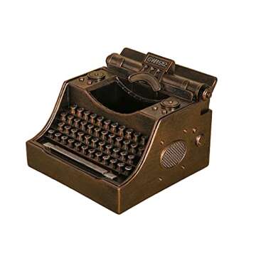 Amoysanli Retro Typewriter Pen Holder Vintage Desk Accssories Unique Cool Gifts for Writer Typewriter Lovers and Secretary Cute Funny Pencil Cups for Office Home School (Bronze)