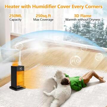 3-in-1 Space Heater and Humidifier with 90° Oscillation