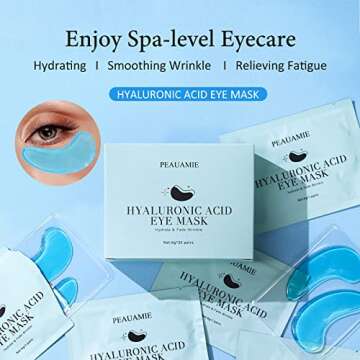 PEAUAMIE Hyaluronic Acid Under Eye Masks - 30 Pairs for Dark Circles