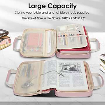 CASIRENA Bible Covers for Women - Extra Large Size Bible Carrying Case, Church Bible Bag with Padded Handle, Adjustable Shoulder Strap, Zippered Pockets, Perfect Gifts for Church Religious