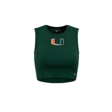 Hype and Vice Hype & Vice Cut-Off Tank for Women (X-Small) - University of Miami Top for Women, Cropped Fit Tank Top, College Shirts for Game Days - Hunter Green