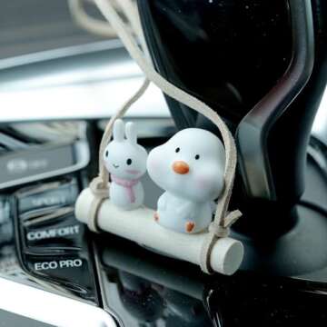 Cute Chick & Bunny Swing Mirror Car Accessories