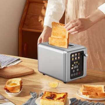 WHALL Stainless Steel Touch Screen 2 Slice Toaster