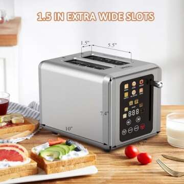 WHALL Stainless Steel Touch Screen 2 Slice Toaster