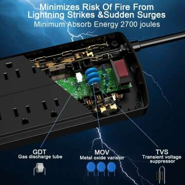 Nuetsa Surge Protector Power Strip with USB Ports