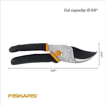 Fiskars Bypass Pruning Shears, 5/8-Inch Cut Capacity Garden Clippers, Gardening Scissors with Sharp, Rust Resistant Steel Blade