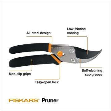 Fiskars Bypass Pruning Shears, 5/8-Inch Cut Capacity Garden Clippers, Gardening Scissors with Sharp, Rust Resistant Steel Blade