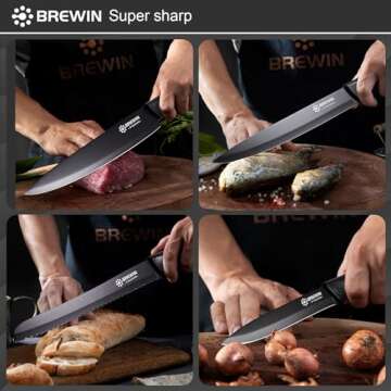 Brewin Knife Set, Kitchen Knife Set, Knives Set for Kitchen with Universal Knife Block