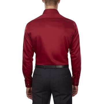 Van Heusen mens Fitted Lux Sateen Stretch Solid Spread Collar Dress Shirt, Red, 17.5 Neck 34 -35 Sleeve US