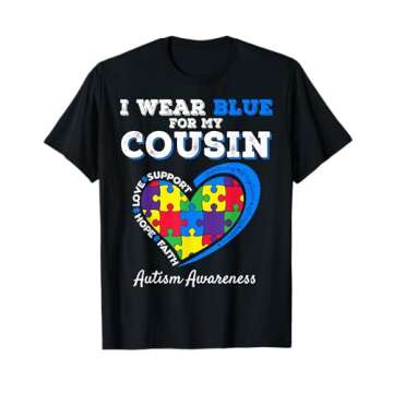 I Wear Blue For My Cousin Autism Awareness Day Girls Boys T-Shirt