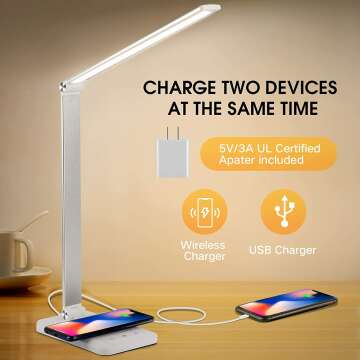 Modern LED Desk Lamp with Wireless Charger