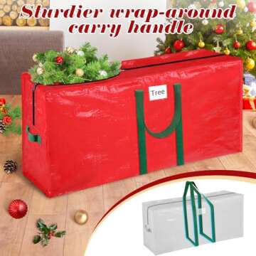 BlessedSeason Christmas Tree Bag, Christmas Tree Storage Bag 7.5 Ft with 2 Large Bags, Tree Bags for Storage, Waterproof Material Christmas Storage with Reinforced Handles & Dual Zipper (Red)