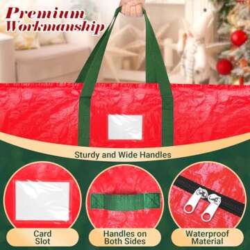 BlessedSeason Christmas Tree Bag, Christmas Tree Storage Bag 7.5 Ft with 2 Large Bags, Tree Bags for Storage, Waterproof Material Christmas Storage with Reinforced Handles & Dual Zipper (Red)