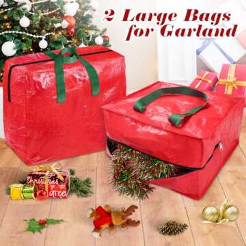 BlessedSeason Christmas Tree Bag, Christmas Tree Storage Bag 7.5 Ft with 2 Large Bags, Tree Bags for Storage, Waterproof Material Christmas Storage with Reinforced Handles & Dual Zipper (Red)