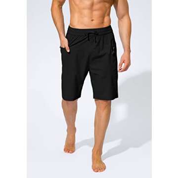 Men's Swim Trunks Quick Dry Board Shorts with Zipper Pockets Beach Shorts Bathing Suits for Men - No Mesh Liner(Black,XL)