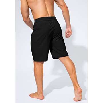 Men's Swim Trunks Quick Dry Board Shorts with Zipper Pockets Beach Shorts Bathing Suits for Men - No Mesh Liner(Black,XL)