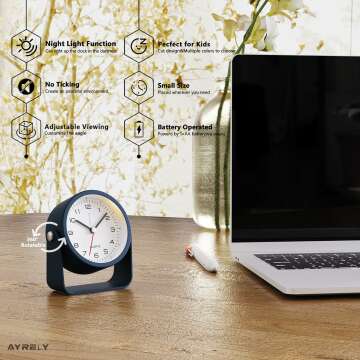 AYRELY 3.5 Inch Analog Alarm Clock - Cute Design