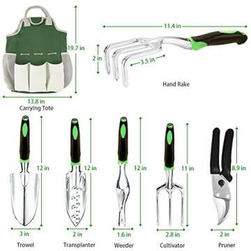 aokiwo 83 Pcs Garden Tools Set Succulent Tools Set, Heavy Duty Aluminum Manual Garden Kit Outdoor Gardening Gifts Tools for Men Women (Green)