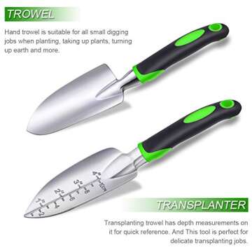 aokiwo 83 Pcs Garden Tools Set Succulent Tools Set, Heavy Duty Aluminum Manual Garden Kit Outdoor Gardening Gifts Tools for Men Women (Green)