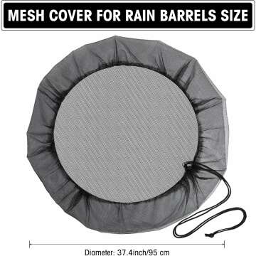 3 Pieces Mesh Cover for Rain Barrel, Water Collection Buckets Cover Tank Harvesting Tool Protector Rain Barrel Netting Screen with Drawstring to Keep Debris Out of Rain Barrel, 37.4 Inch Diameter