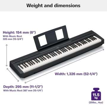 YAMAHA P71 88-Key Weighted Action Digital Piano with Sustain Pedal and Power Supply (Amazon-Exclusive)