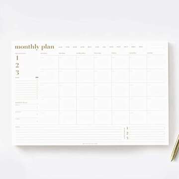 Bliss Collections Monthly Planning Pad, Desk Calendar - Gold - Undated Desk Calendar for Organizing & Scheduling Tasks - Productivity Tracker, Goals, Notes & To-Do Lists - 12" x 18", 18 Sheets