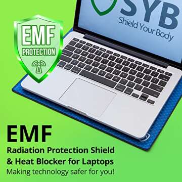 Shield Your Body Lap Pad for Laptop and Tablet, Anti Radiation Shield and Heat Blocking Pad, EMF Blocker for Laptops up to 14in. Wide (10.6 x 13.75 Inches Pad Size), Ultra Marine Color