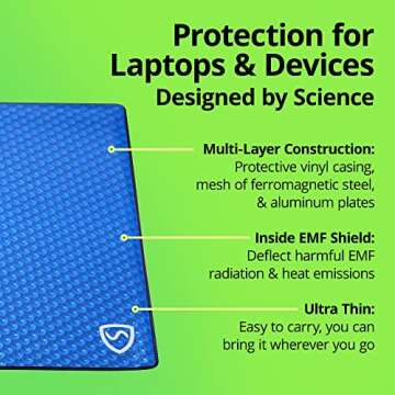 Shield Your Body Lap Pad for Laptop and Tablet, Anti Radiation Shield and Heat Blocking Pad, EMF Blocker for Laptops up to 14in. Wide (10.6 x 13.75 Inches Pad Size), Ultra Marine Color