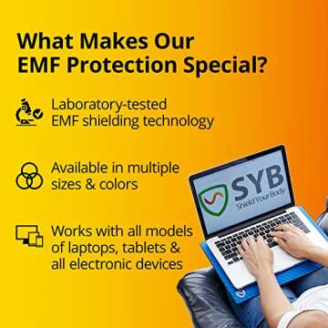 Shield Your Body Lap Pad for Laptop and Tablet, Anti Radiation Shield and Heat Blocking Pad, EMF Blocker for Laptops up to 14in. Wide (10.6 x 13.75 Inches Pad Size), Ultra Marine Color