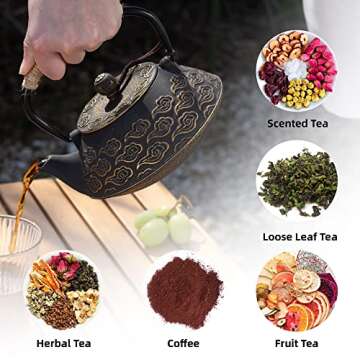 Japanese Cast Iron Teapot with Infuser and Design