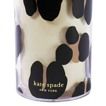 kate spade new york Insulated Tumbler with Reusable Straw, Leopard Print 24 Ounce Acrylic Travel Cup with Lid, Forest Feline