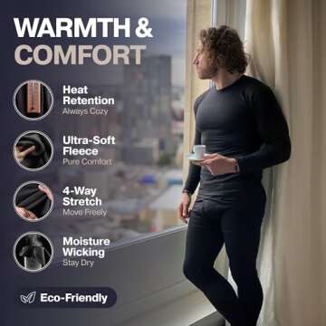 Thermajohn Long Johns Thermal Underwear for Men Fleece Lined Base Layer Set for Cold Weather (X-Small, Navy)