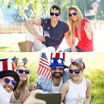 4 Pairs American Flag Sunglasses, 4th of July Accessories for Women Men Teens, Patriotic Party Favors Supplies Costume Dress-up & Pretend Play, Independence Day Memorial Day Veterans Day Eyewear